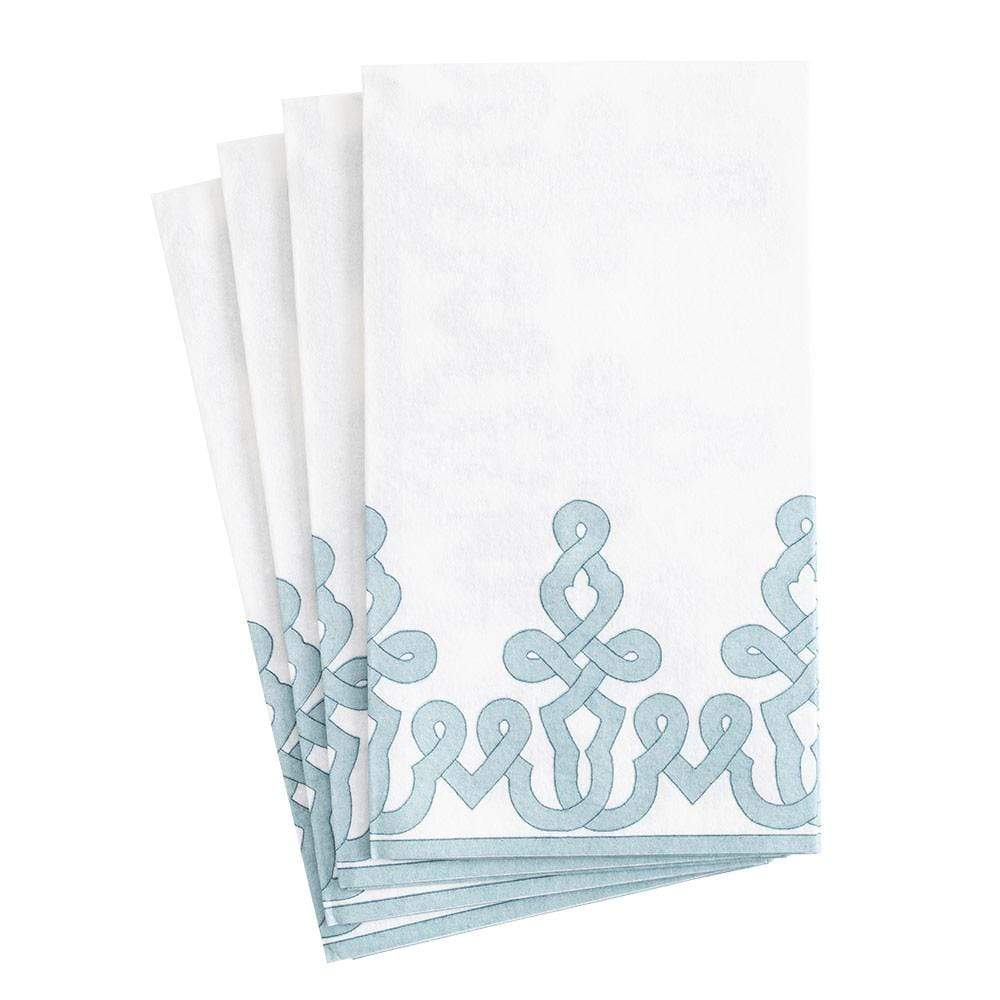 White paper guest towel with printed floral pattern in German-made linen material.