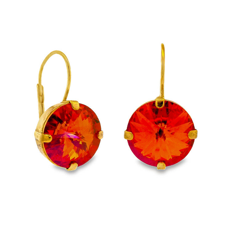 Antique gold round hoop earrings with high-quality crystals