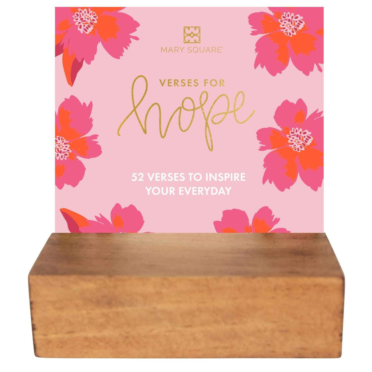 Wooden card block with front-and-back patterns featuring Scripture verses.