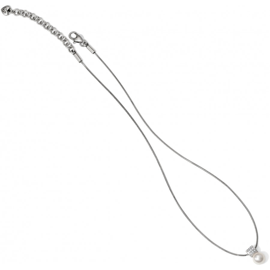 Silver-plated necklace with crystal pearl beads on a silver chain.