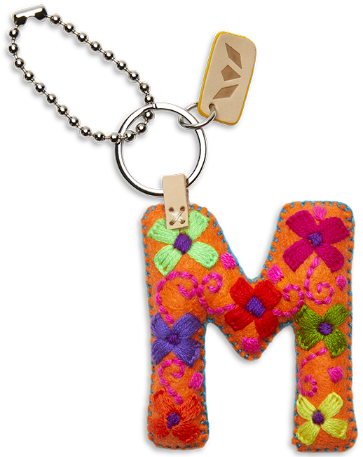 Felt letter charm in bright yellow with attached silver chain