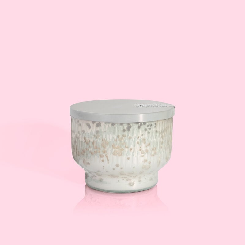 Mercury Inverted Jar candle with white gold lid featuring tropical fruit notes