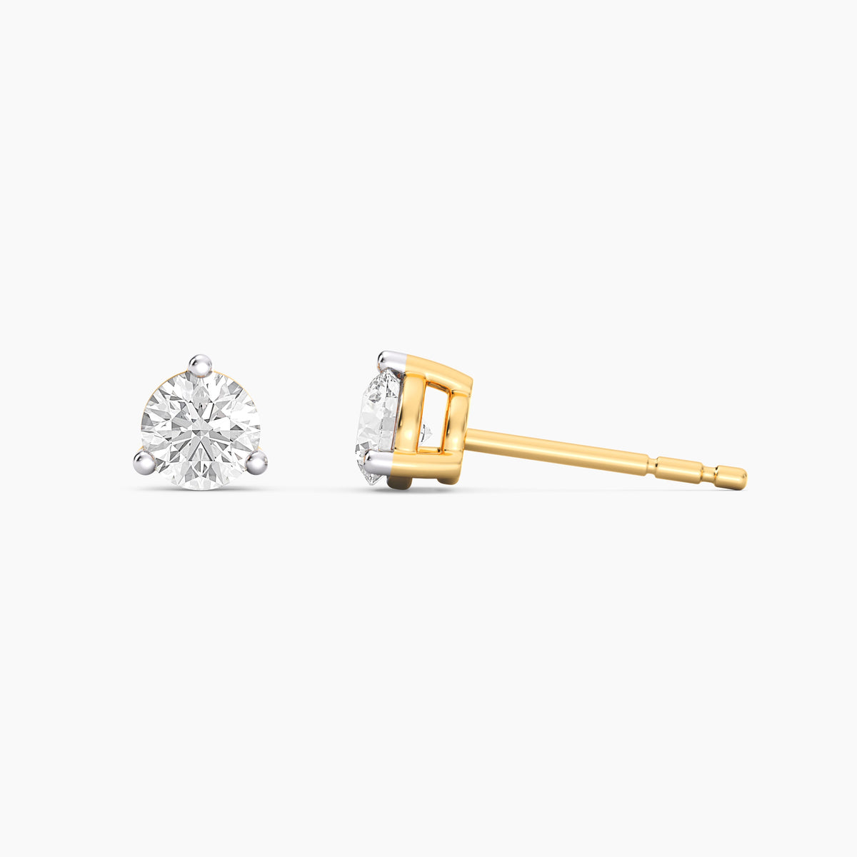 Three-prong lab-grown diamond stud earrings in gold-plated sterling silver with post backs