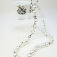 Porcelain Teacup Charm Pearl Necklace with M.I. Hummel Artwork