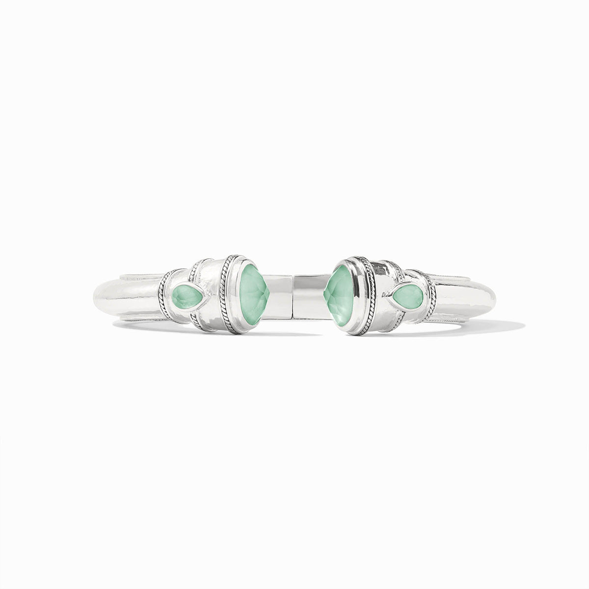 Silver Cannes demi cuff bracelet with spring hinge closure