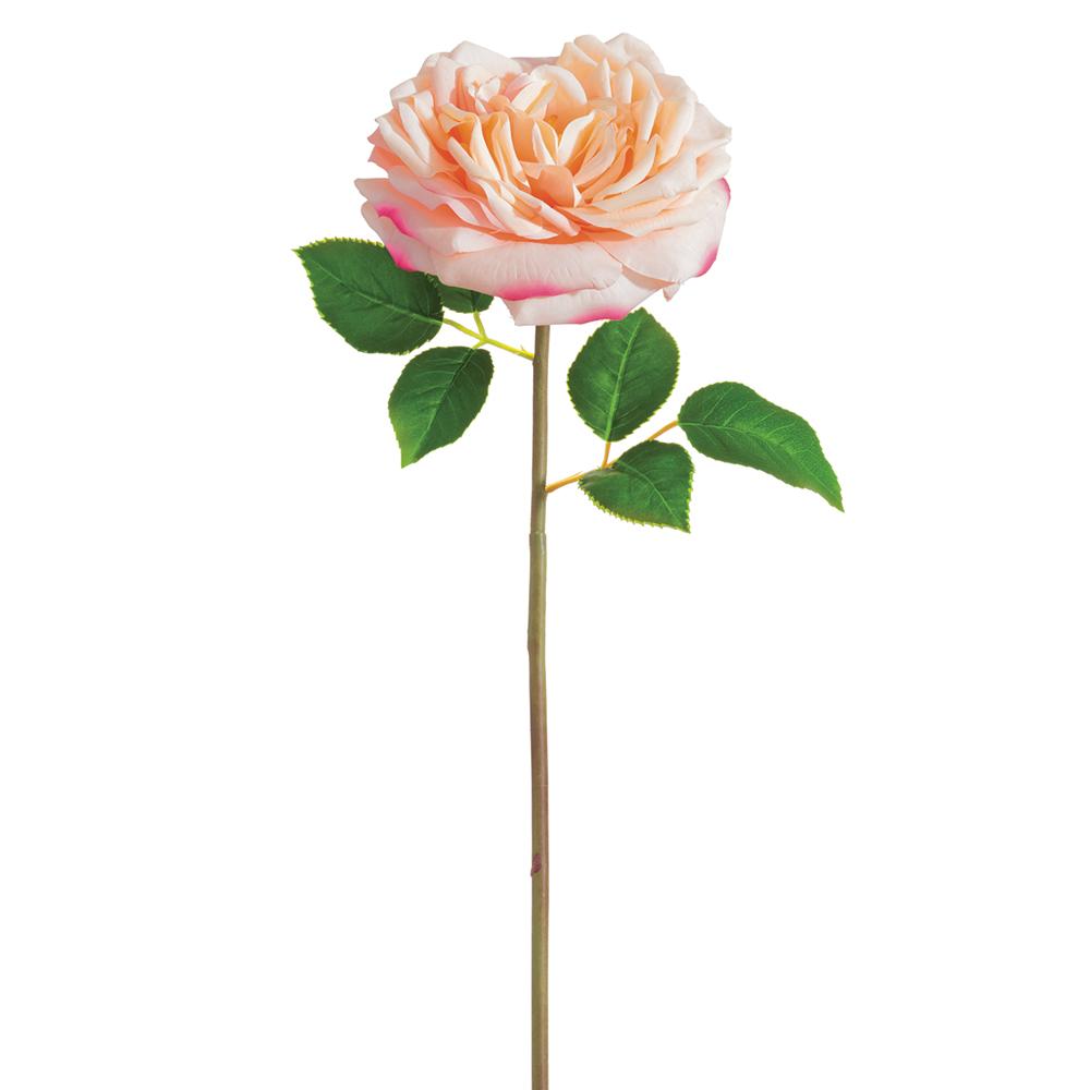 Open cabbage rose spray in polyester with wire frame structure