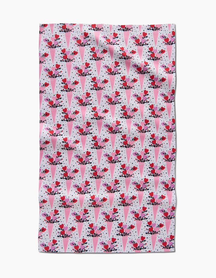 Recycled polyester waffle weave tea towel with single-sided print