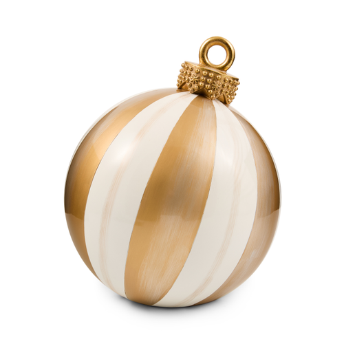 Medium resin tabletop ornament with a classic striped design, 10 inches tall.