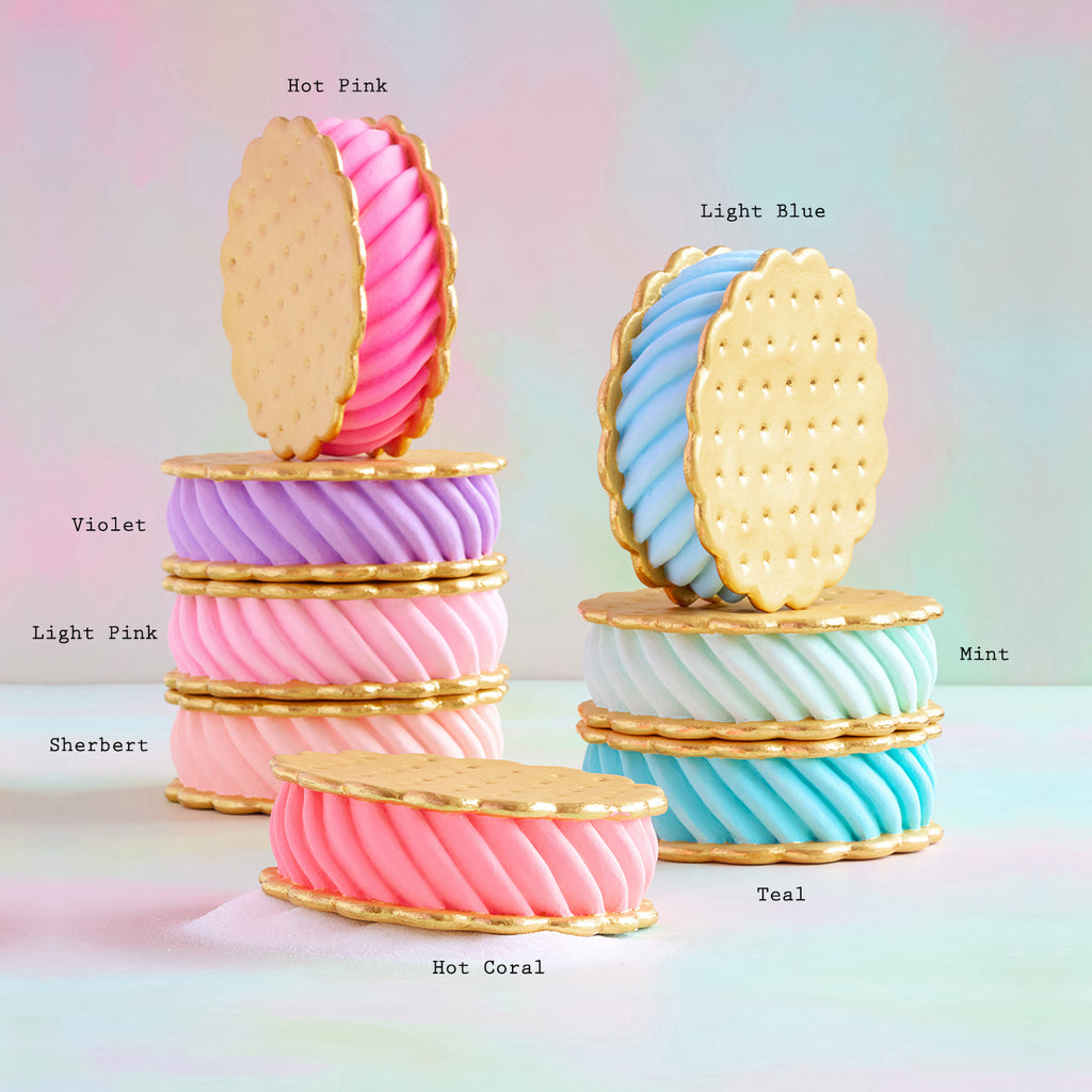 Hand-painted gold leafed fiber pulp ice cream sandwich display stand