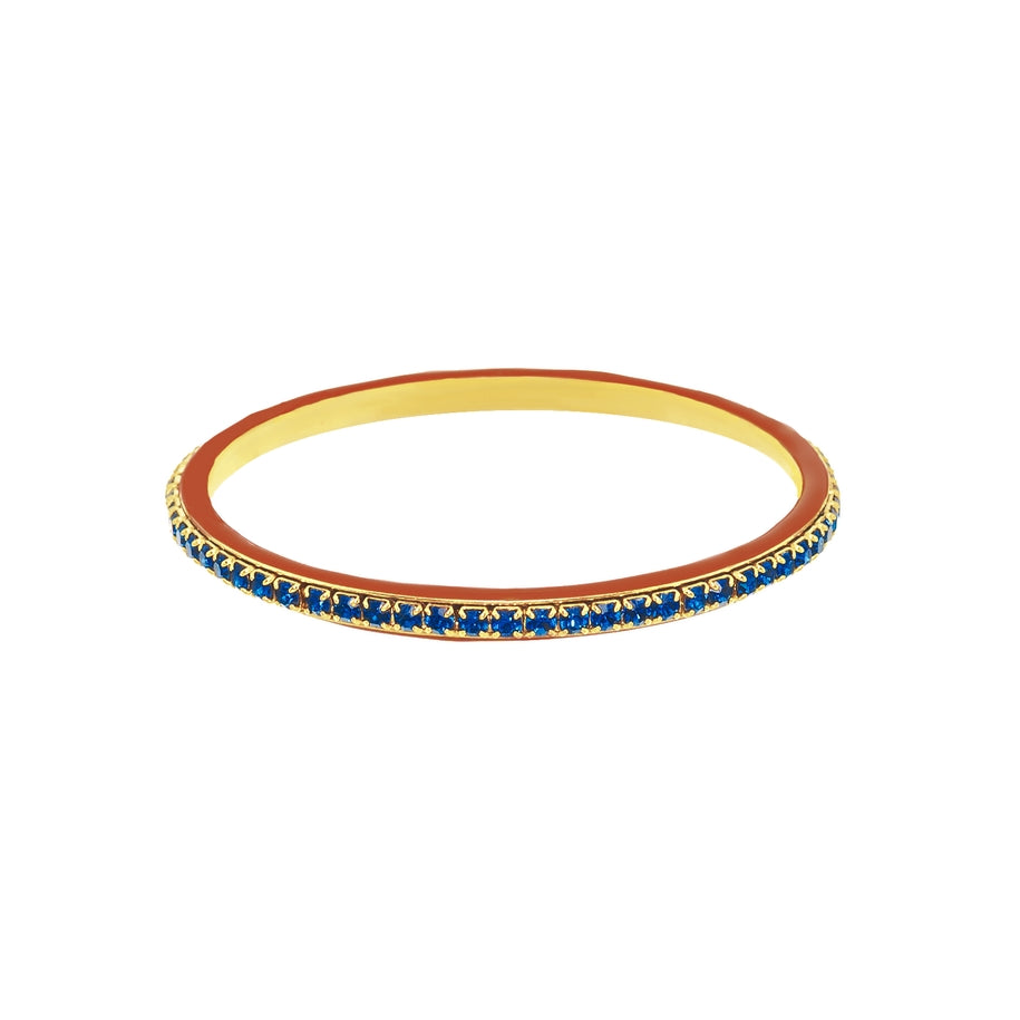 Hand-painted Midnight Express enamel bangle with high-quality crystals