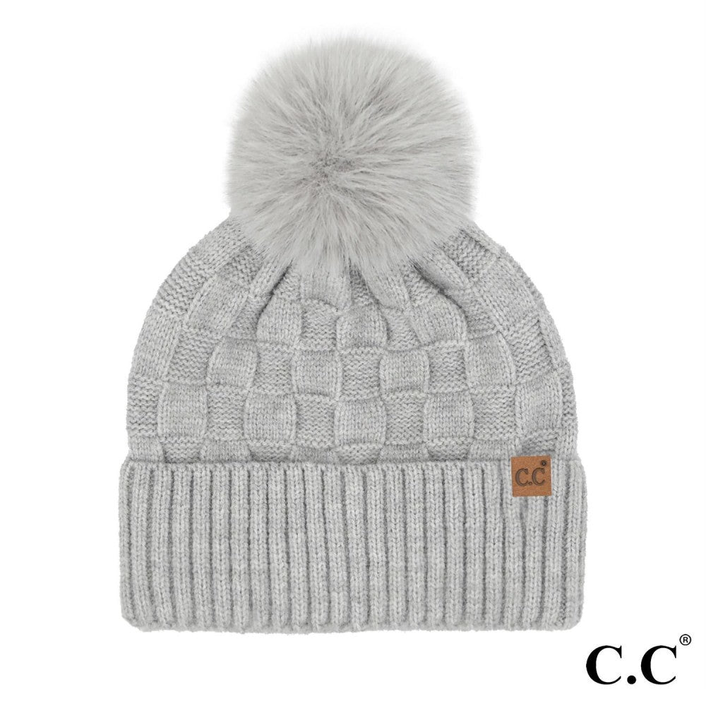 Weaving Texture Pom Beanie