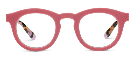 Saffron eyeglasses with taupe matte front frame featuring Tokyo tortoise temple accents and bold silhouette.