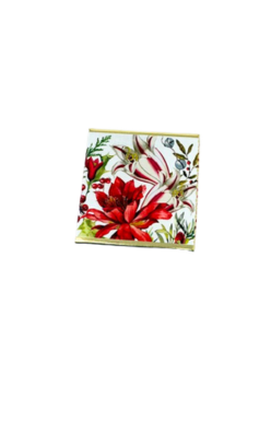 Sparkling Winter Berries small soap bar in floral holiday packaging with red and white lilies.