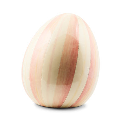 Handmade resin medium egg sculpture with a smooth oval silhouette in natural stone color.