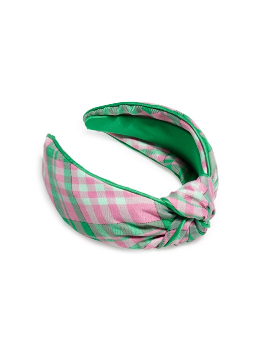 Plaid Knotted Headband Green