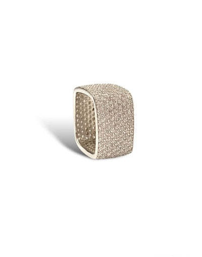 Camila Eternity Ring in sleek silver metal with a continuous band of round brilliant-cut diamonds.