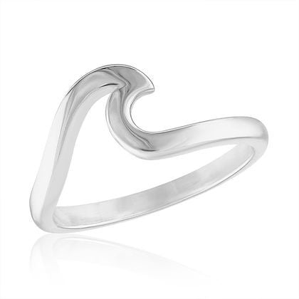 Silver wave stack ring with a sleek modern silhouette.