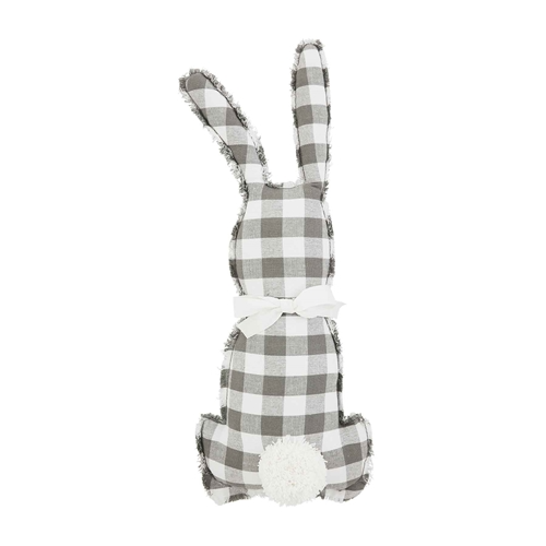 Bunny shape pillow made of cotton with a natural fabric texture.