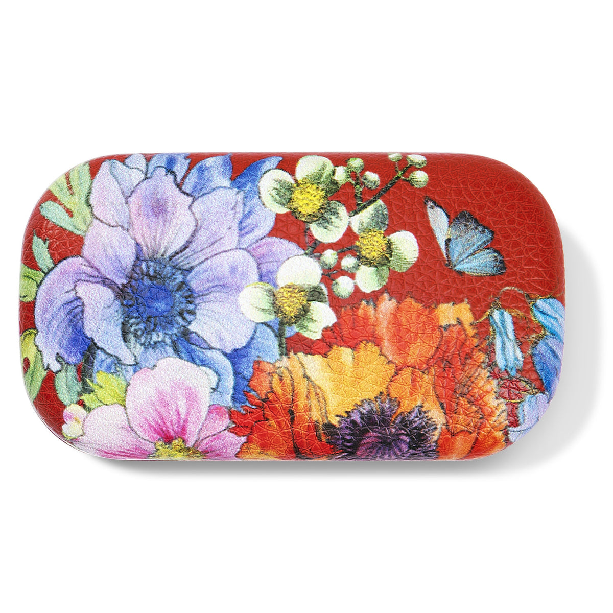 Poppy polyurethane mini box with hand-painted blossom pattern on exterior.