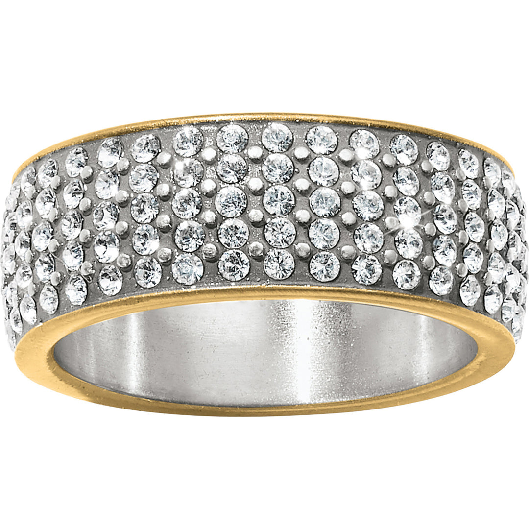 Two-tone silver-gold Meridian ring with fine quality crystal accents