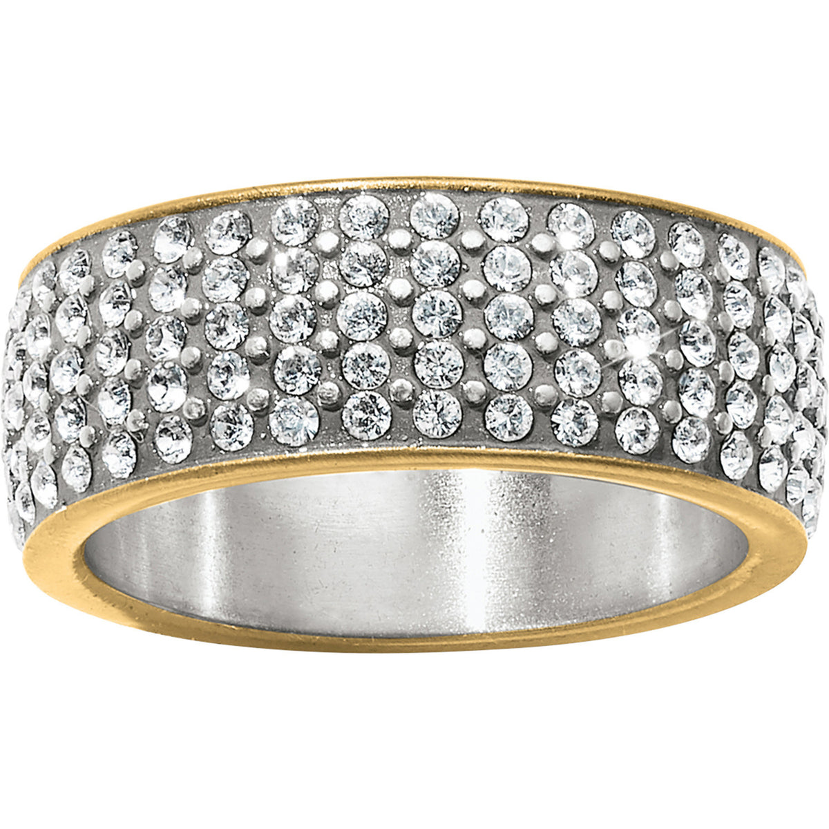 Two-tone silver-gold Meridian ring with fine quality crystal accents