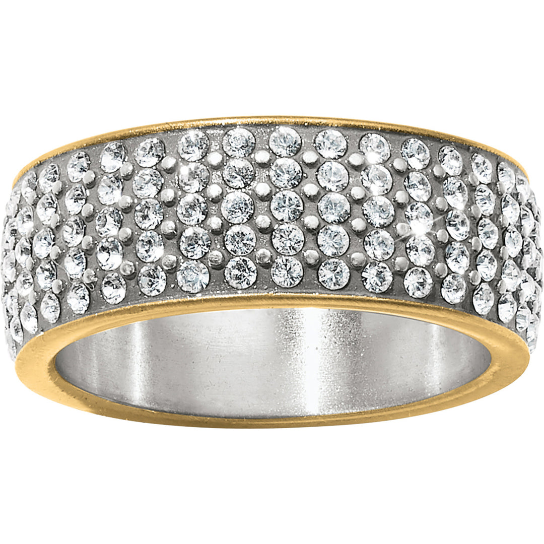 Two-tone silver-gold Meridian ring with fine quality crystal accents