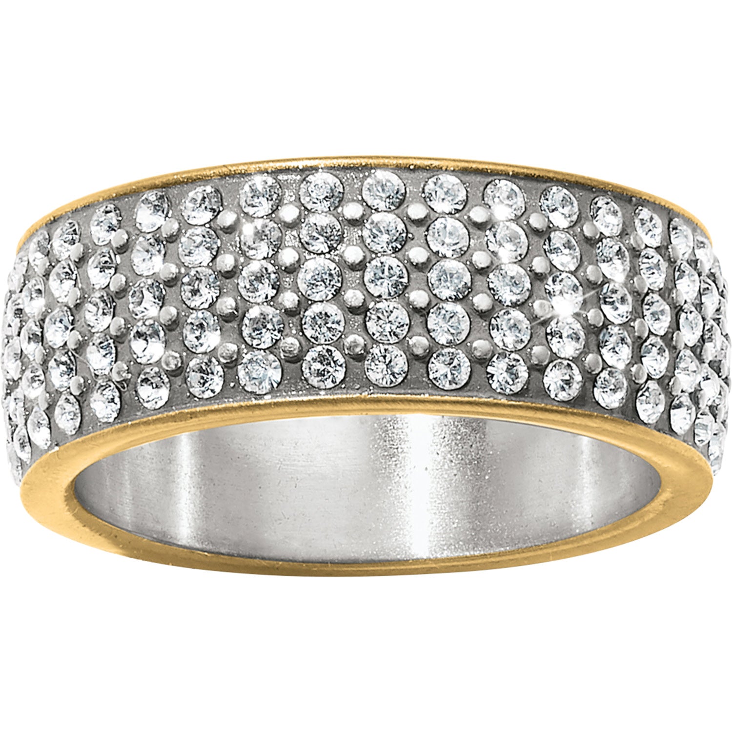 Two-tone silver-gold Meridian ring with fine quality crystal accents