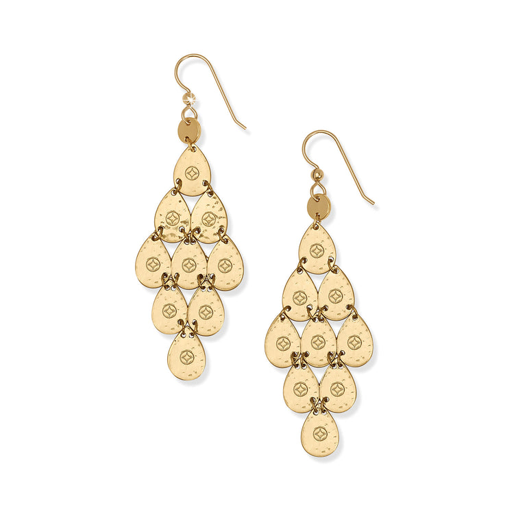Gold plated French wire earrings featuring a teardrop-shaped drop.