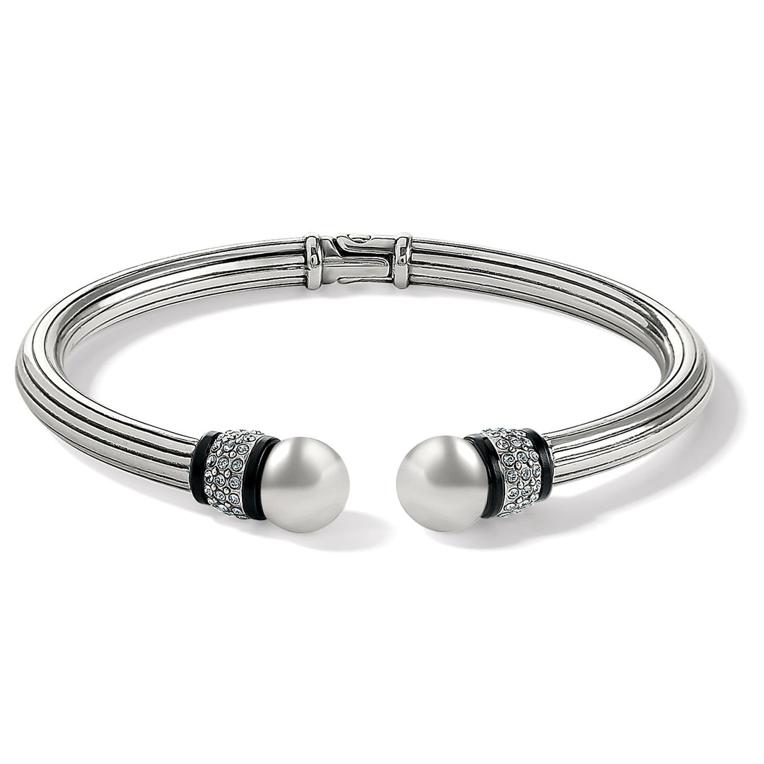 Meridian Open Hinged Bangle - Silver/Black