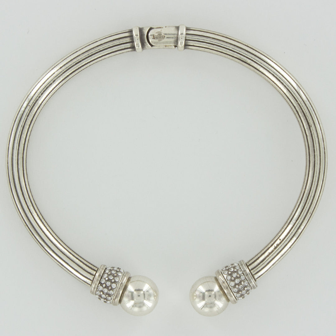 Meridian Open Hinged Bangle - Silver