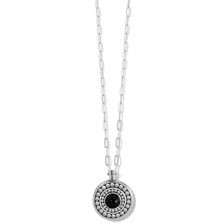 Reversible silver-plated necklace with onyx cabochon pendant