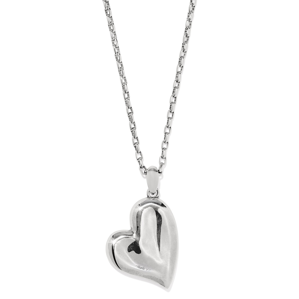 Silver-gold plated adjustable necklace with a sculpted heart pendant featuring water ripple texture.