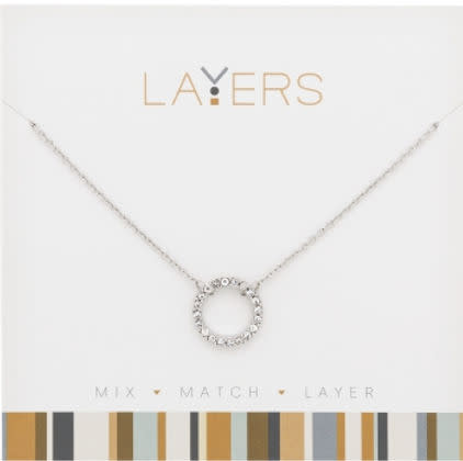 Silver cubic zirconia decorative circle layer necklaces