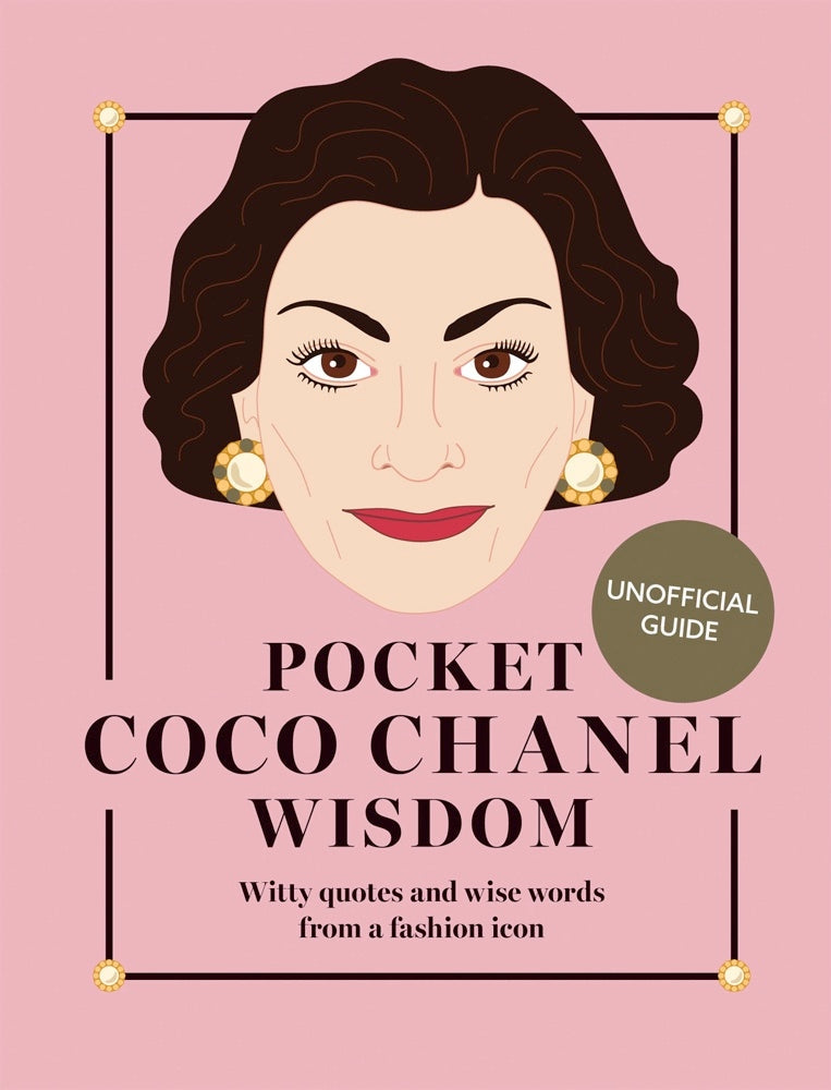 Pocket Coco Chanel Wisdom book cover featuring an illustration of Coco Chanel on a pink background.