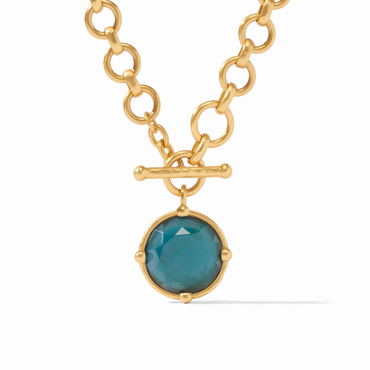 Adjustable Honeybee demi necklace with rose cut stone pendant featuring bead accents on one side and bas relief bee design.