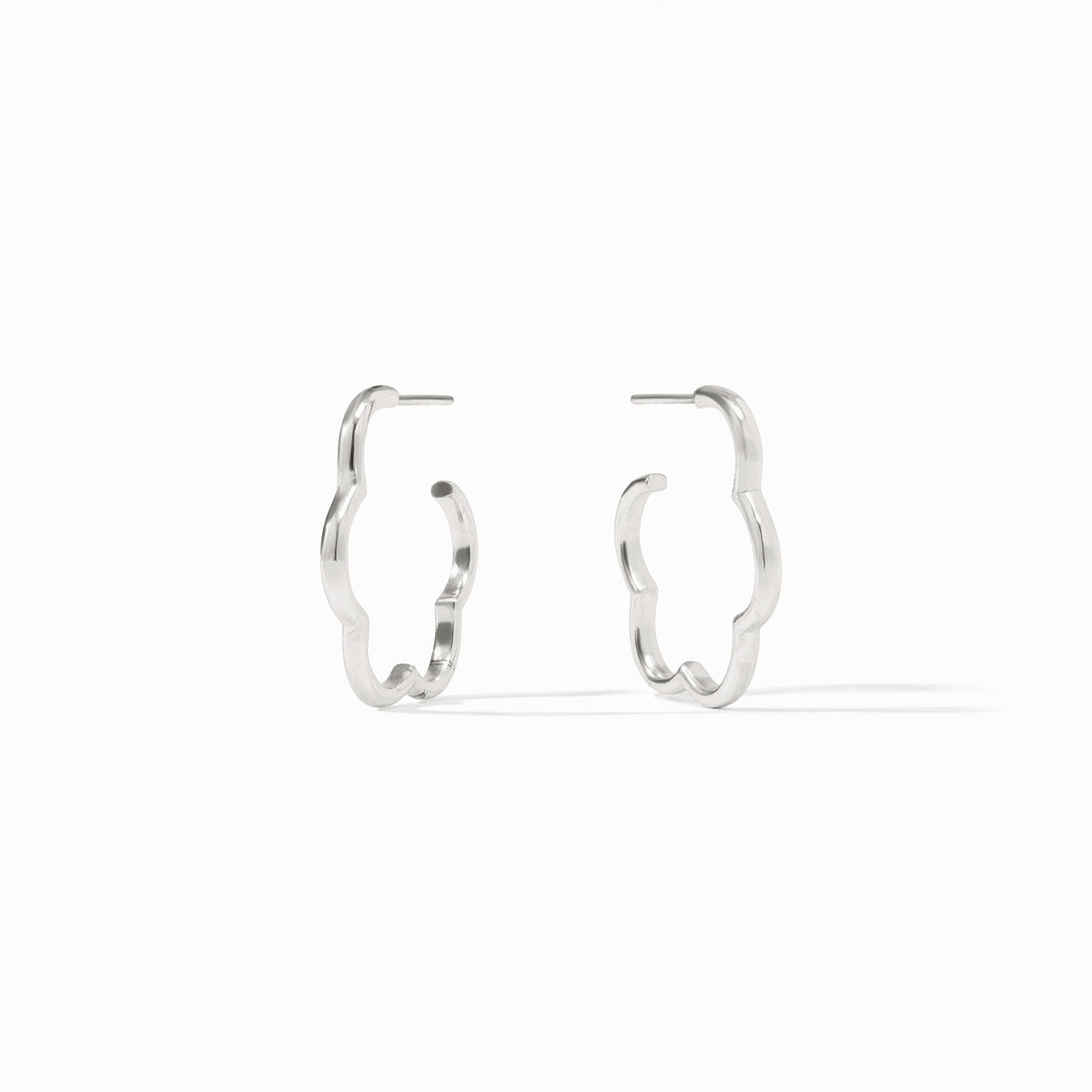 Julie Vos Gardenia hoop earring in pure silver plate with pierced ear post and matching backs.
