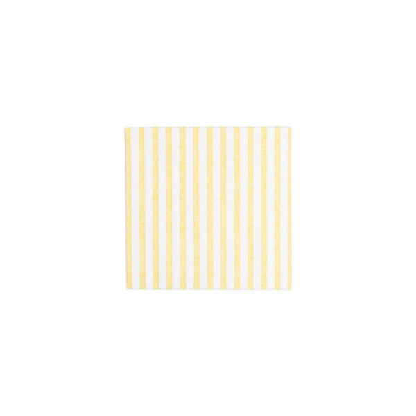 Yellow and white vertical striped Papersoft Cocktail Napkin.