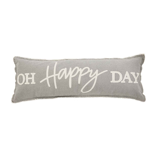 Oh Happy Day Long Pillow in blue cotton with white polka dots