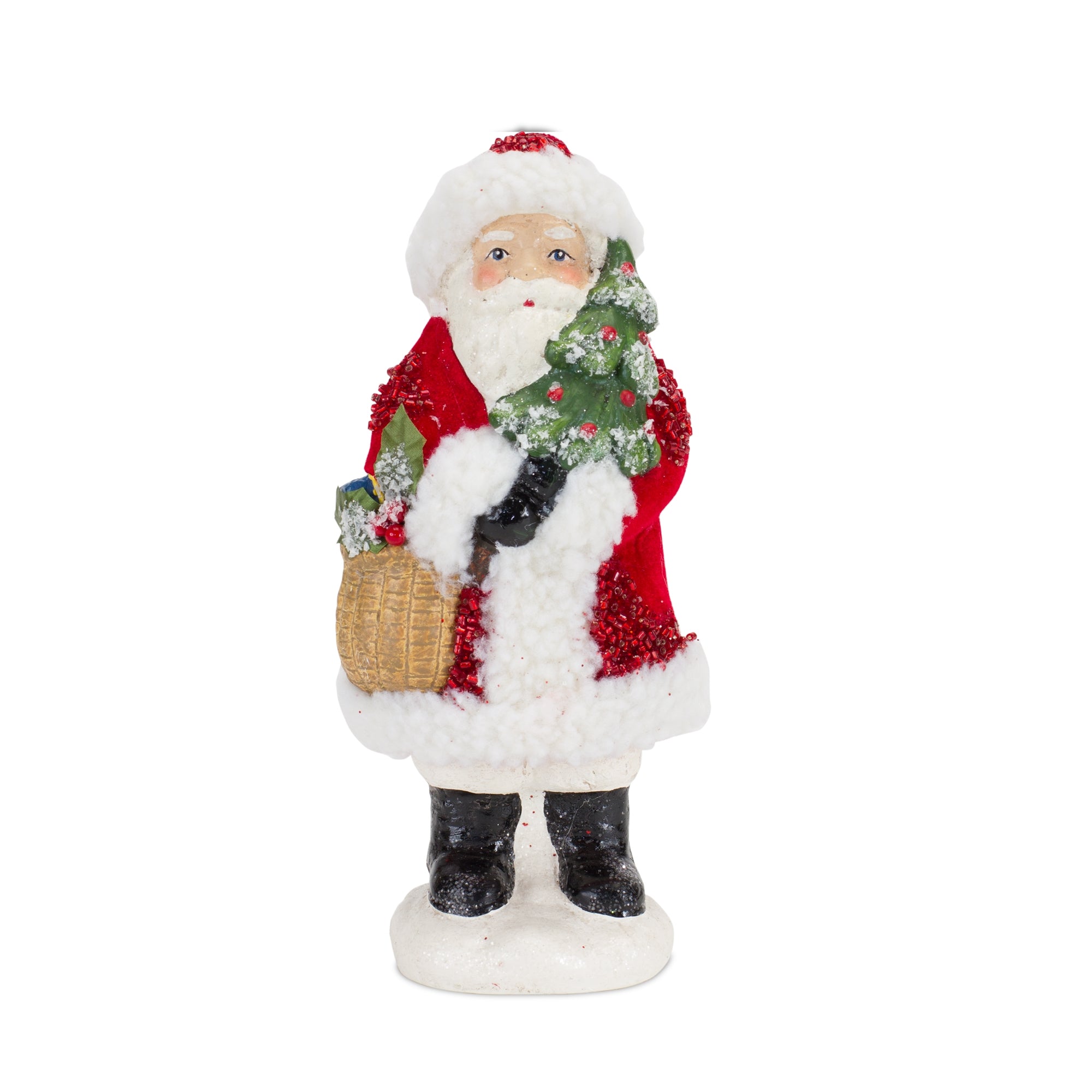 Santa Paper Pulp craft project measuring 3.25 x 4 x 8.75 inches made from paper pulp.