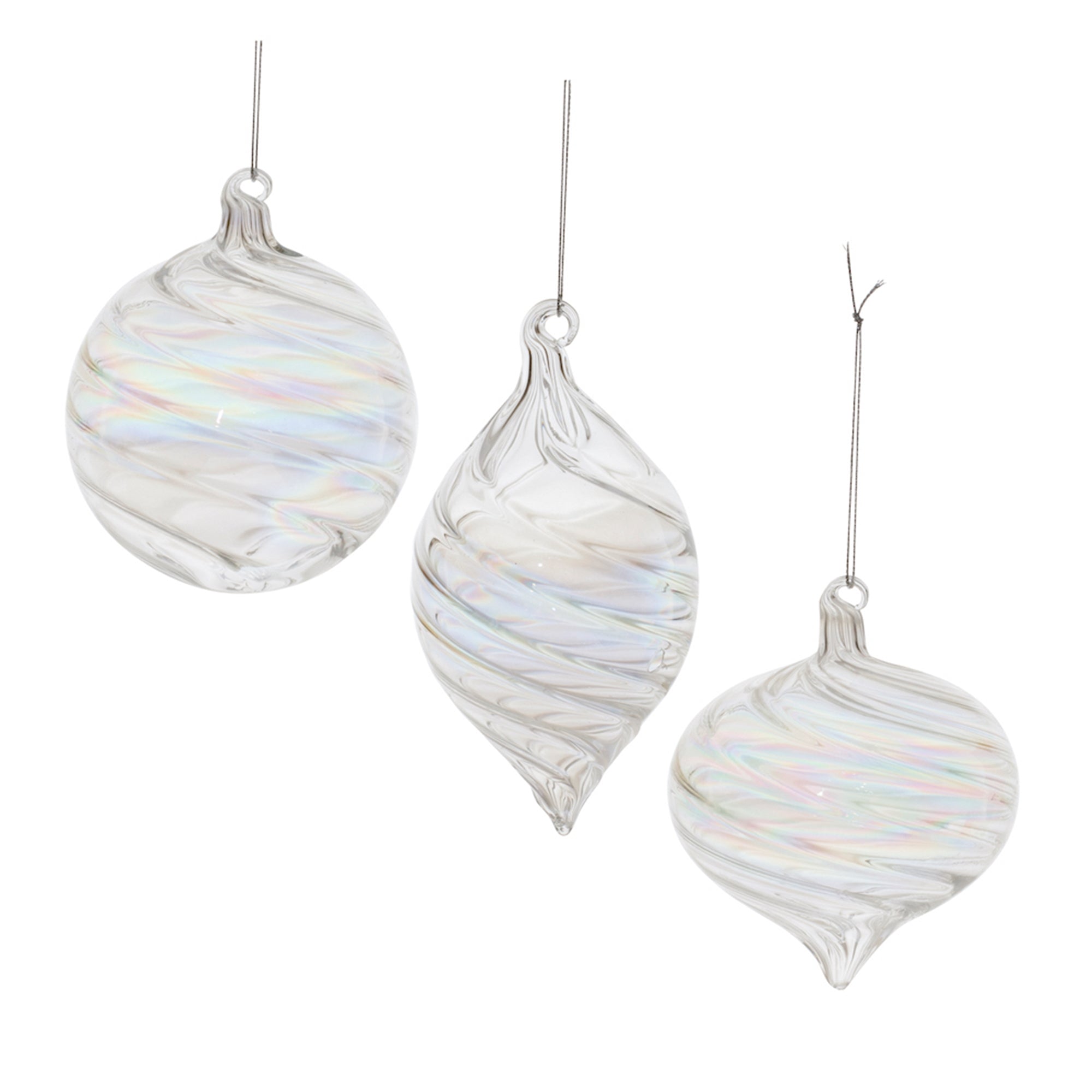 Clear glass ornament with a simple round shape.