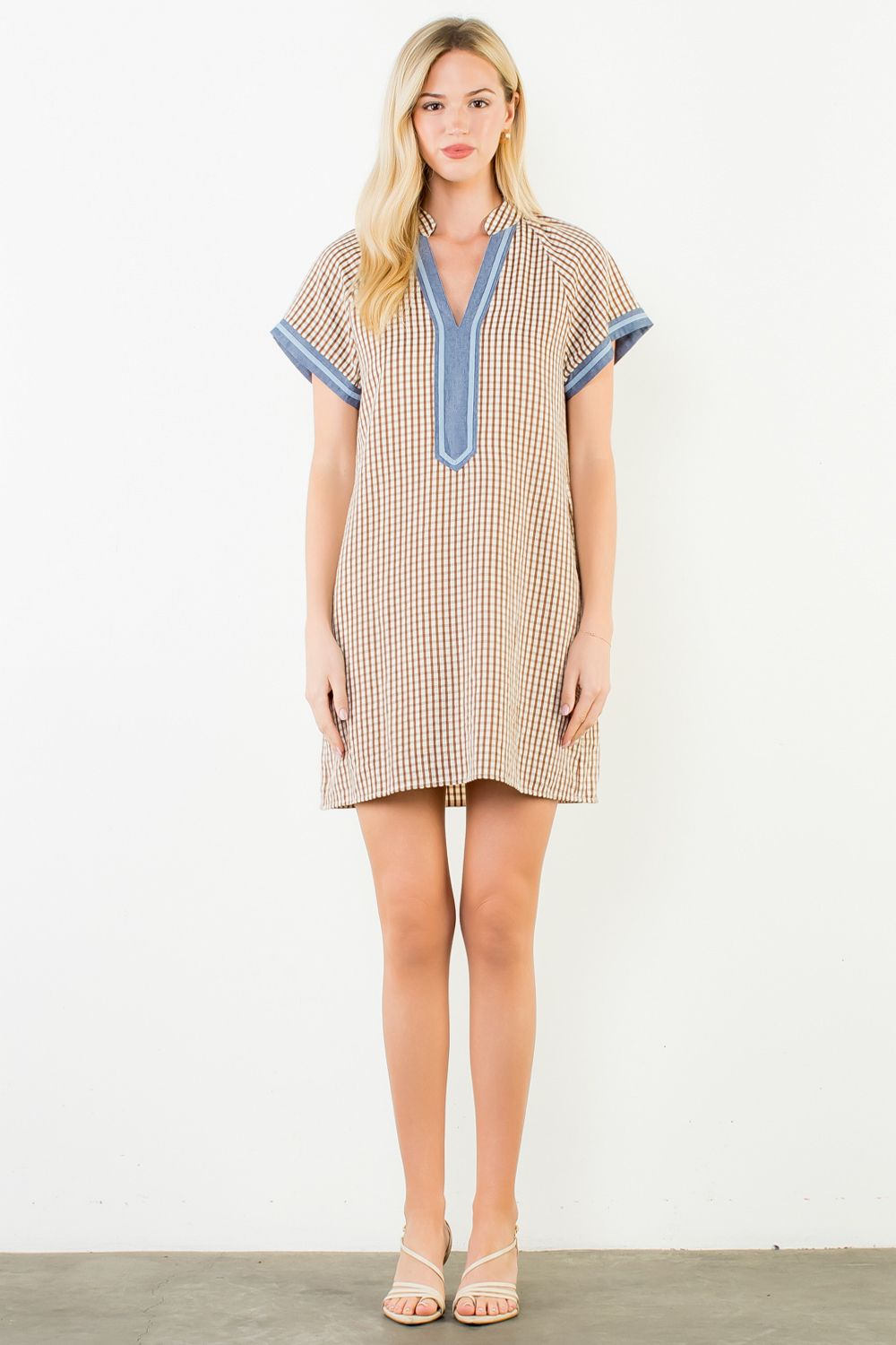 Jasmine Short Sleeve Gingham Patterned Dress