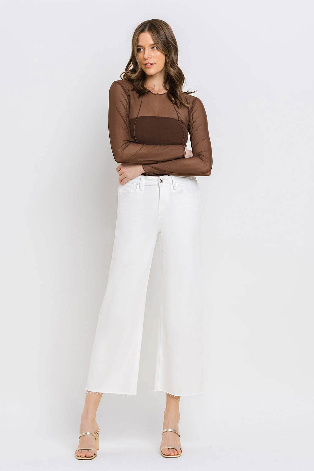 Olivia High Rise Crop Wide Leg Jeans