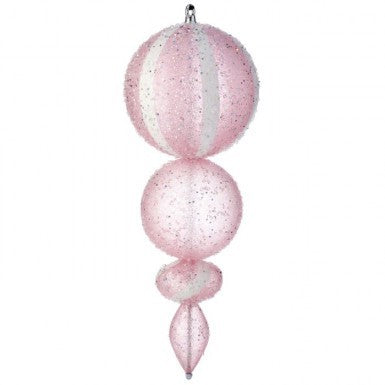 Twenty-one inch black candy cane finial ornament with twisted spiral design