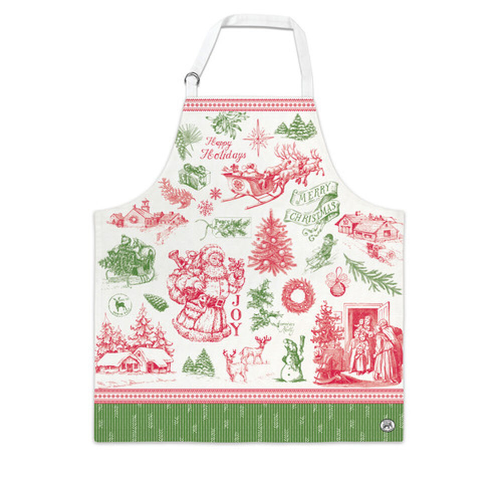 Black cotton chef apron with adjustable neck straps featuring metal double D-rings.