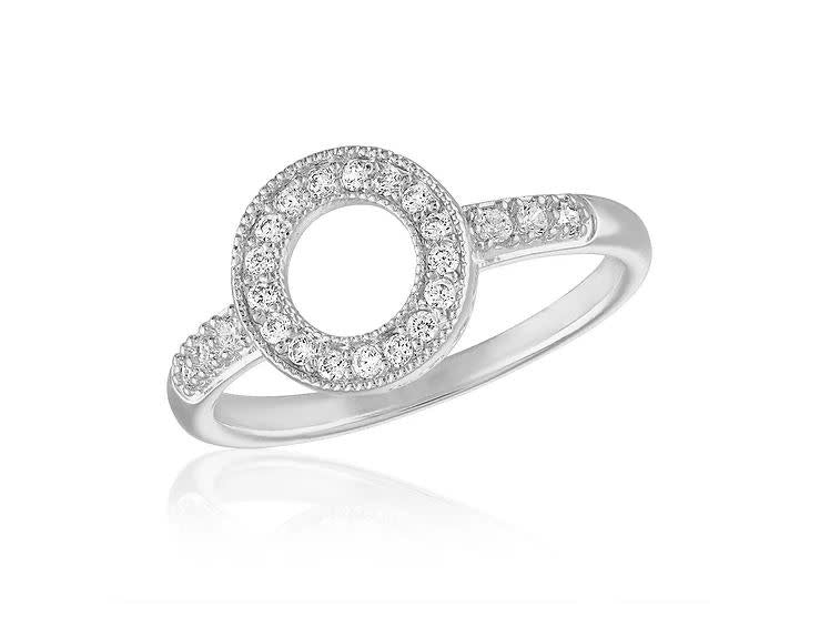 Silver circle stack ring with shimmering cubic zirconia stones