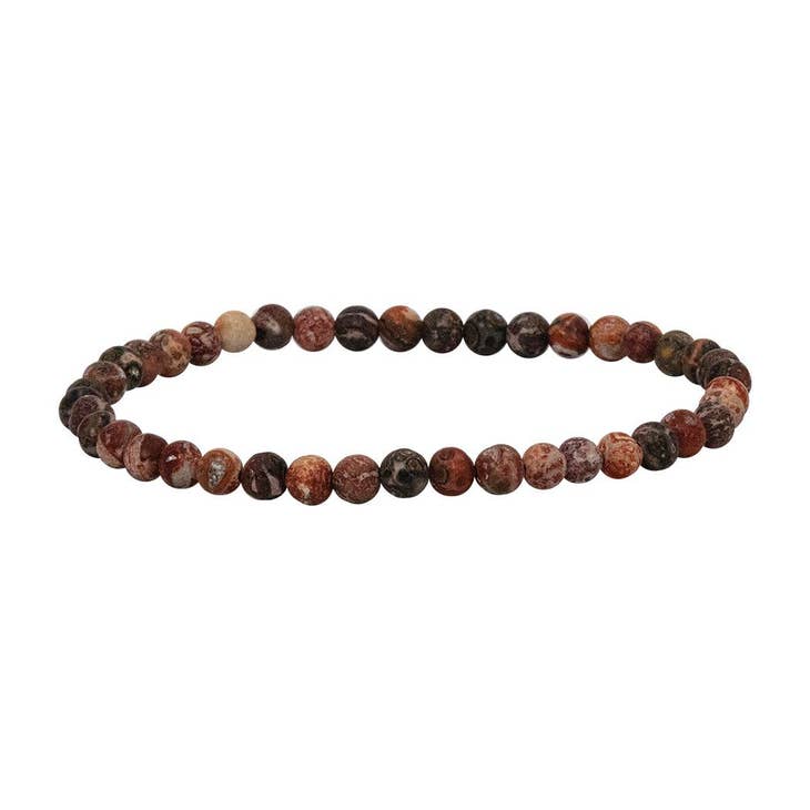 Classic 4mm gemstone beaded bracelet in a neutral tone with uniform round beads.