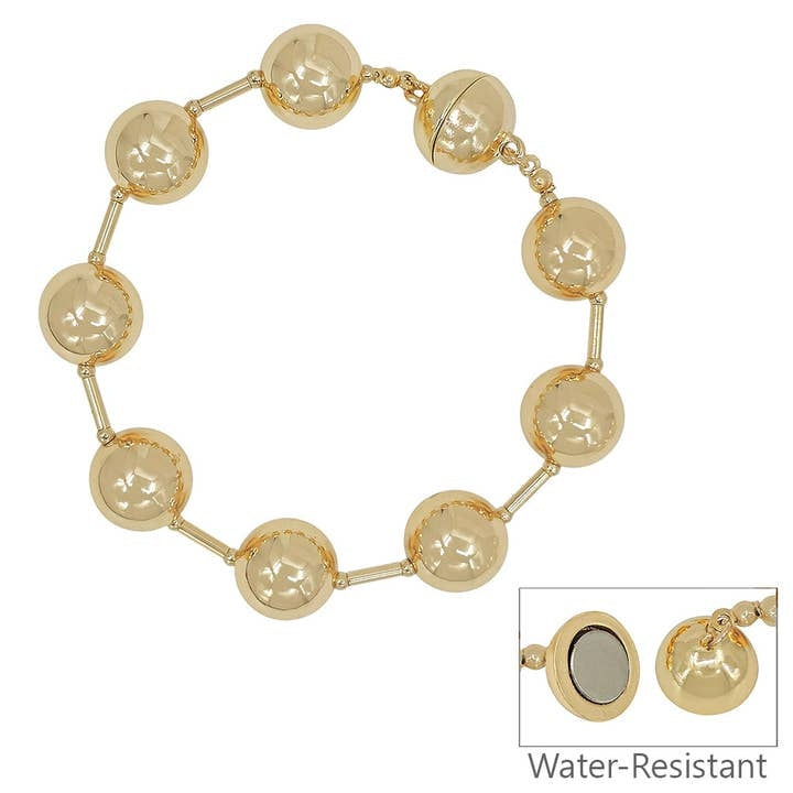 7.5-inch gold beaded bracelet with magnetic closure