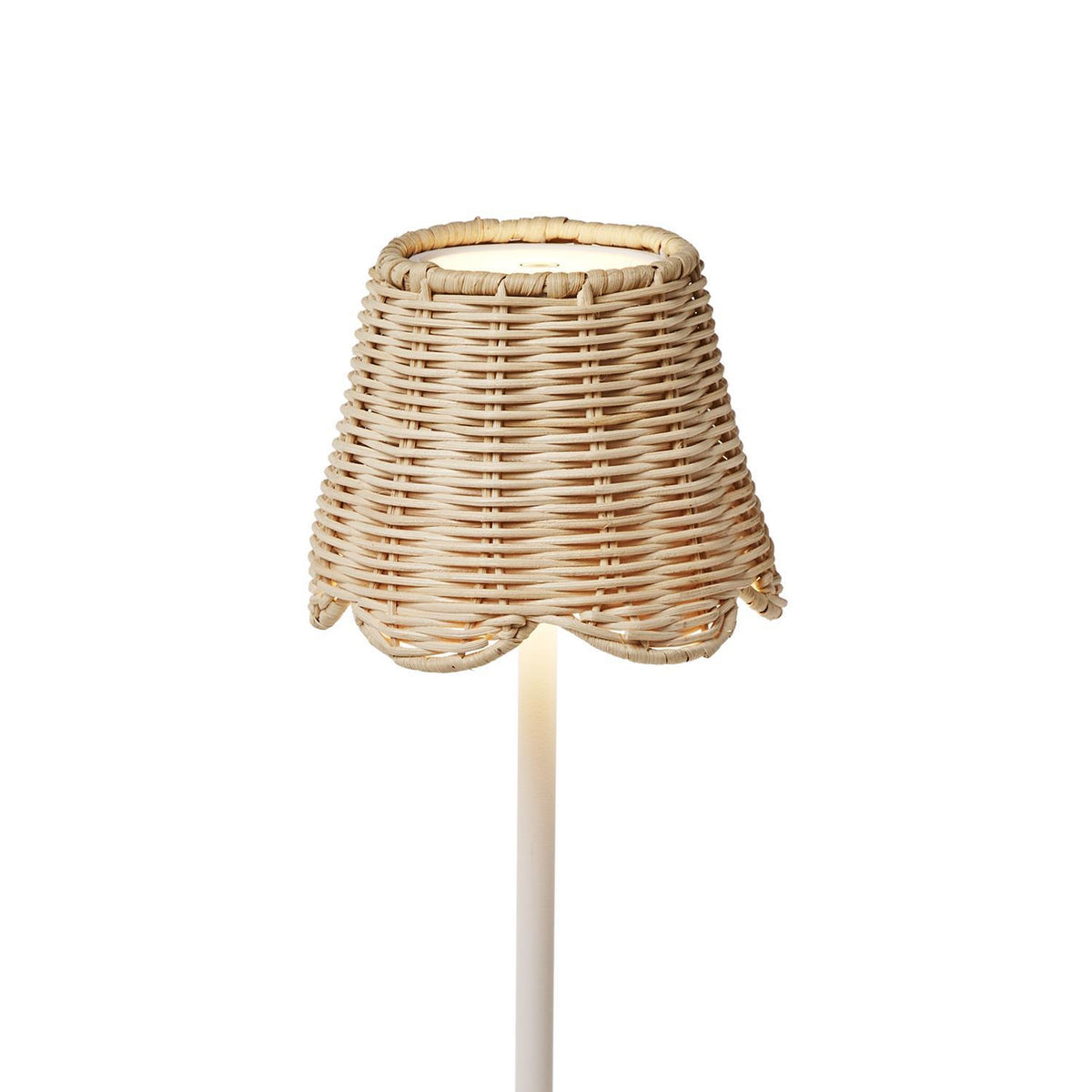Handcrafted rattan lamp shade cover with scallop edge detail