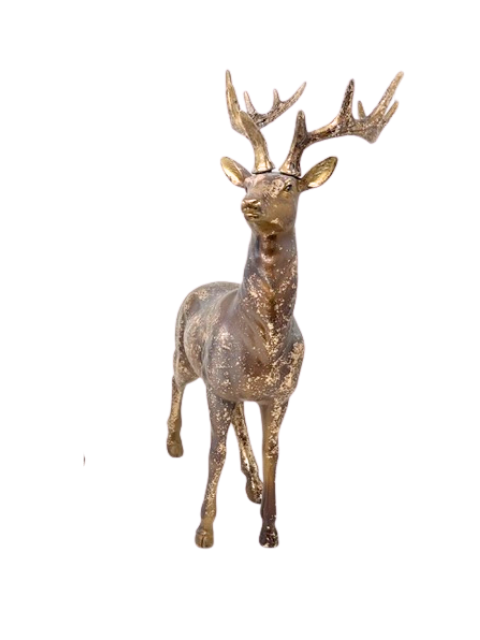 17-inch resin southern deer figurine with a weathered bronze finish and lifelike details.