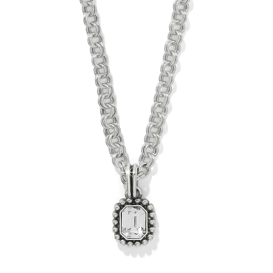 Silver plated Twinkle Luxe Necklace with a crystal pendant on a chunky chain.